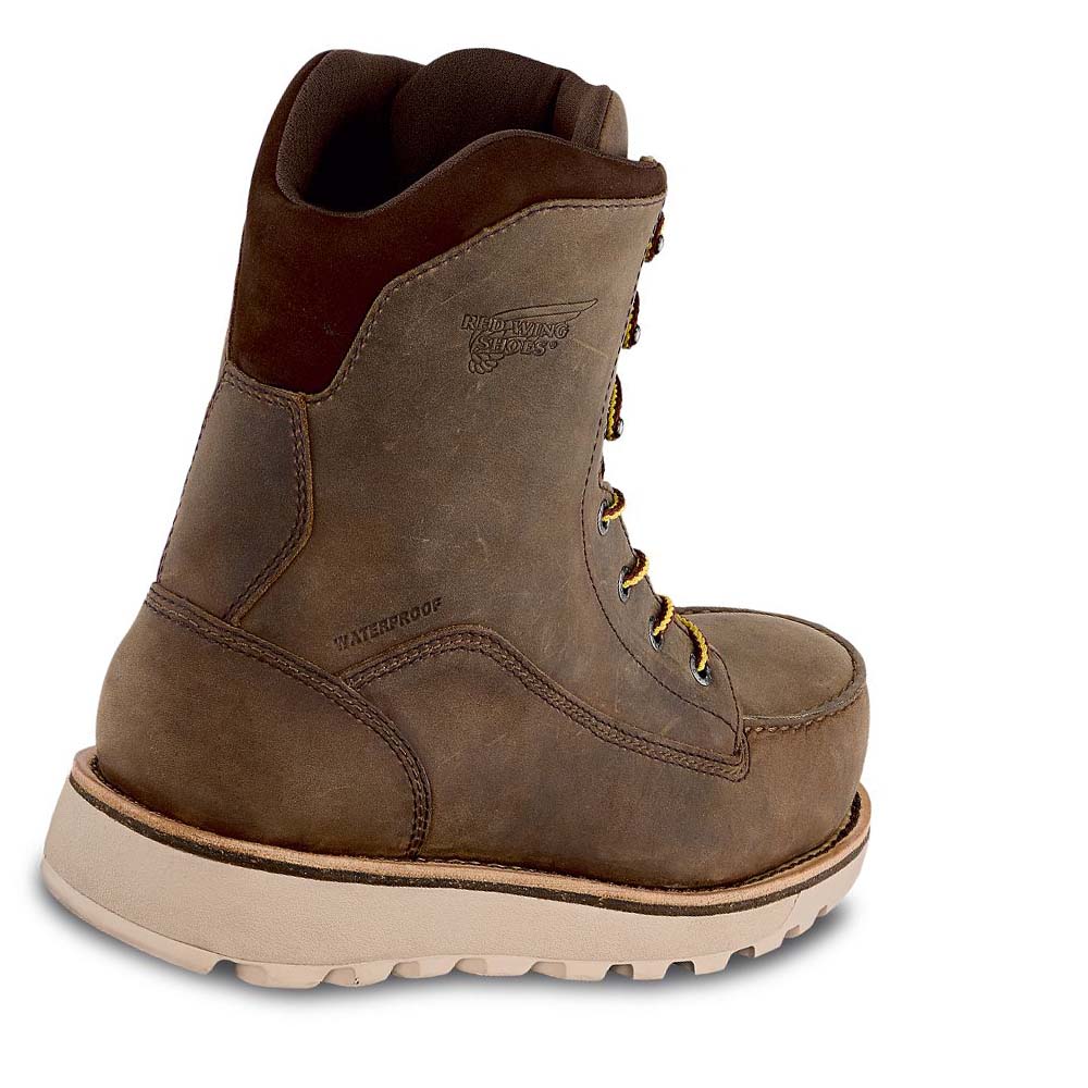 Red Wing Traction Tred Lite 8-inch Safety Toe Men's Waterproof Boots Brown | ZA 55PJJ